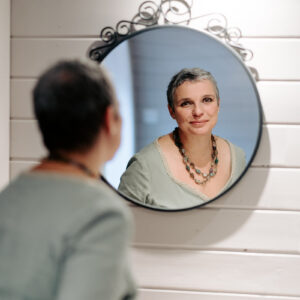 Céline Larigaldie – wedding celebrant reflection in mirror